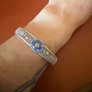 Silver Bracelet with Clear Blue “Gem”stone
